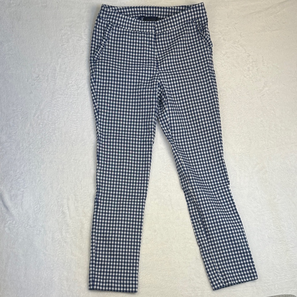 Cynthia Rowley Navy and White Gingham Pants